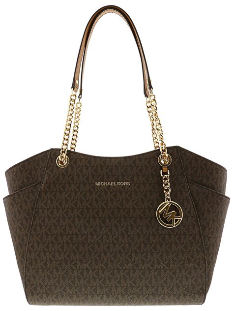 michael kors jet set tote brown leather|Michael Kors designer tote jetset.